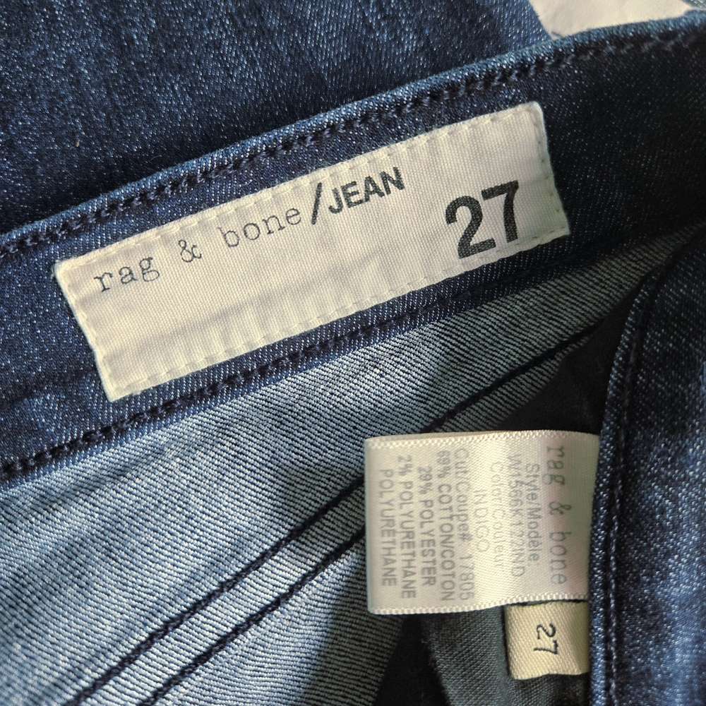 Rag & Bone Indigo Mid-Rise Skinny Jeans, Size 27